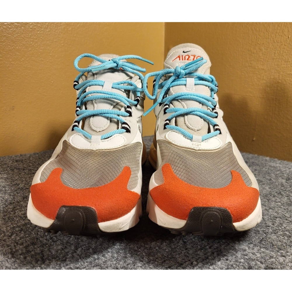 Nike Air Max 270 React "Mid-Century Art" Shoes Beige/White/Orange Men's Size 10 - Picture 4 of 7